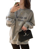 old money outfits men 2024 Autumn Korean Style Loose Letter Printed Thin Sweater Women's Pullover Long Sleeve