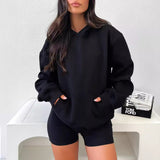 comfy school outfits Autumn 2024 Simple Style Casual Hooded Sweater Top Women's Clothing