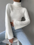 Chicdearshop 90s streetwear Autumn and Winter New Turtleneck Short Exposed Navel Plush Sweater