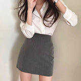 2000s fashion Business Wear White Shirt Suit Skirt Light Mature Style Skirt Slimming Women's 2024