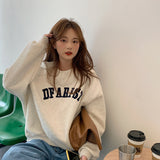 frat boy outfits 2024 Autumn New Embroidered Letter Thin Sweater Women's Loose round Neck Fashion Student Long Sleeve Top Coat Women