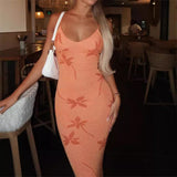 Chicdearshop dress Fashion New V-neck Printed Suspender Maxi Dress Ladies Elegant Slim High Waist Holiday Style Dress