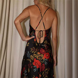 Chicdearshop classy winter outfits Spring New E-Commerce Hot Sexy Backless Lace-up Printed Sling Dress