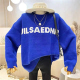 Women's Street Style 2024 Autumn and Winter Pullover Loose Casual Top Letter Knitted round Neck Sweater