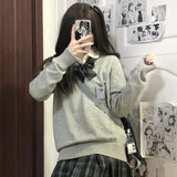 spiderman costume Preppy Style Autumn and Winter Sweater Pullover V-neck Long Sleeve Versatile Girl Maillard Stacked Sweater