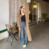 casual fall outfits Autumn Korean Style No Need Lazy Style Loose Long Knitted Cardigan Hooded Sweater Coat Knitted Overcoat