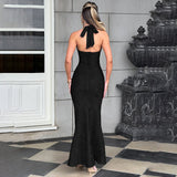 dress Deep V Chest-Flattering Elegant Sexy Dress Women's Fashionable Halter Backless Slim Fit Dress