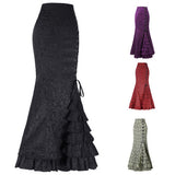 Halloween Jacquard Fishtail Skirt Steampunk Retro Skirt Gothic Skirt Victoria Maxi Skirt