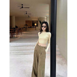 fall street style Knitted Short Top round Neck Slim Fit Slimming Versatile Waist-Exposed Long Sleeve Bottoming Shirt