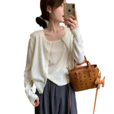 fall fits All-Matching Fashionable Wool All-Matching Short Cardigan 2024 Spring New Korean Style round Neck Elegant Slimming Sweater Top