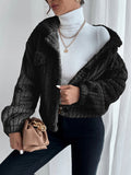 Chicdear-Winter outfits ideas Lapel collar shirt plus fleece comfortable casual thick plush jacket