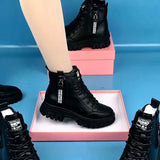 Chicdear Shoes 2024 Fashion Winter Warm Women Black Casual Shoes Plus Velvet All-Match Sneakers Thick-Soled Cotton