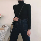 Chicdear Autumn Long Sleeve Turtleneck Tops Slim Knitted Bottoming T Shirt Korean Fashion Sweater Harajuku Pullover Women Clothing Jumper