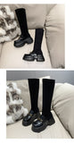 Chicdear-Rock Shoes Woman  Boots Sexy Thigh High Heels High Sexy Winter Footwear Boots-Women Round Toe Black Rubber Stiletto Lolita Over-