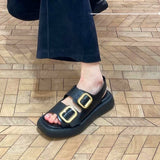 Chicdear-Voguable  INS New Women Real Leather Sandals Woman Buckle Shoes Fashion Party Daily Female Footwear Size 34-40