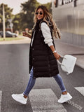 Chicdear -  Sleeveless Winter Jacket Women Midi Coats Down Vest Keep Warm Elegant Black Hooded Street Hipster Lady Cotton Overcoat