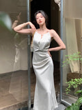 Chicdear Summer Clothes Chic Party Prom Dress Elegant Sleeveless Wedding Mermaid Women Sexy Elegant Fashion Slim Solid Tank Evening Robe