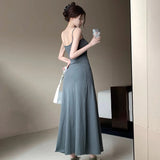 Chicdear Summer Women  Sexy Sleeveless Maxi Dress Spaghetti Strap Backless Slim RobeParty Clubwear