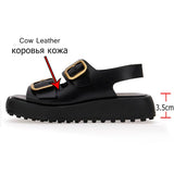 Chicdear-Voguable  INS New Women Real Leather Sandals Woman Buckle Shoes Fashion Party Daily Female Footwear Size 34-40