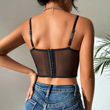 Chicdear- Floral Emrbroidery Cami Top Women Spaghetti Strap Boho Crop Top Backless Camisole Bluas