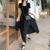 Chicdear Korean Style Fashion Elegant Slit Dress for Women Fairy Slim Fit Dress Tighten The Waist Women 2024 New Spring Summer Dress