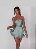 Chicdear Summer New Popular European and American Style Sexy Slimming Show Solid Color Slimming Dress Short Women's