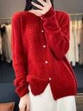 Christmas gift    Wool Cardigan Womens Clothing O-neck Sweater Mujer Long Sleeve Tops Knitwears Korean Fashion Style New In Outerwears Crochet