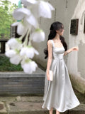 Chicdear Summer New Elegant Casual Party Mid-length Dress Sleeveless Vintage A-Line Solid Chic Prom Wedding Vestidos Female Clothes Robe