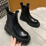 Autumn Winter Chelsea Boots Women 2023 New Fashion Brown Black Beige White Ankle Boots Women Fur Punk Gothic Shoes Botas Mujer