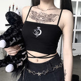 Chicdear Gothic Women's Print Suspender Sleeveless Square Neck Slim Crop Top Sexy Halter Bottoming Shirt 2022 Girls Party Wear