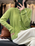 Christmas gift    Wool Cardigan Womens Clothing O-neck Sweater Mujer Long Sleeve Tops Knitwears Korean Fashion Style New In Outerwears Crochet