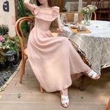 Chicdear Korean Style Ruffles Women Kawaii Dress Elegant Tighten The Waist 2024 Spring Summer New Dress Fashion Lovely Princess Dress