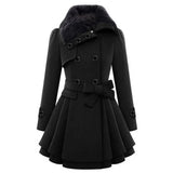 Chicdear - 5XL Winter Jackets Women Wool Coat Women Windbreaker Warm Outwear Button Closure Asymmetrical Hem Cloak Coat Abrigos Mujer