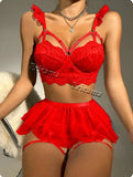 Chicdear-Sexy lingerie Bra And Panty set Exotic Costumes Sensual Transparent Erotic Apparel Porn Goth Mesh Sex Outfit Top and Briefs