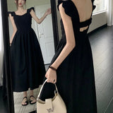 Chicdear Fashion Women Sweet Backless French Style Dress Fashion Tighten The Waist 2024 Spring Summer New Dress Fashion Princess Dress