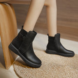 Chicdear Shoes for Women 2024 Fashion Winter Women's Boots Solid Color Round Toe Zipper One Word Buckle Low-heeled Zapatillas De Mujer