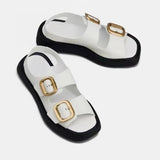 Chicdear-Voguable  INS New Women Real Leather Sandals Woman Buckle Shoes Fashion Party Daily Female Footwear Size 34-40