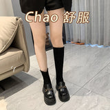 Chicdear-Rock Shoes Woman  Boots Sexy Thigh High Heels High Sexy Winter Footwear Boots-Women Round Toe Black Rubber Stiletto Lolita Over-