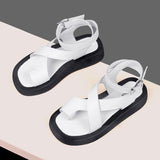 Chicdear-Voguable  Sandals Women Genuine Leather  Summer New Clip Toe Sandals Ladies Roman Women Shoes Muffin Sandals