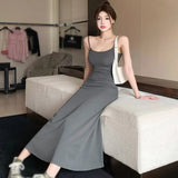 Chicdear Summer Women  Sexy Sleeveless Maxi Dress Spaghetti Strap Backless Slim RobeParty Clubwear