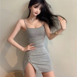 Chicdear Sexy Backless Irregular Sling Dress Summer Women's New Slim Mini Dress