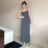 Chicdear Summer Women  Sexy Sleeveless Maxi Dress Spaghetti Strap Backless Slim RobeParty Clubwear