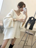 Chicdear - Sweater Women Winter Pullover Girls Sweater Oversize Knitting Tops Vintage Long Sleeve Fall Female Knitted Outerwear Warm Pull