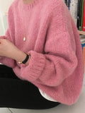 Christmas gift    10 Colors Pink Women Sweater Womens Winter Sweaters Pullover Female Knitting Overszie Long Sleeve Loose Knitted Outerwear White