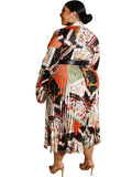 Chicdear Plus Size African Clothes Women Summer Maxi Dress Vintage Belt Print Long Sleeve Dresses Boubou Oversize Femme Vestidos