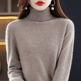 Christmas gift    High-Collared Cashmere Sweater Wool Knit Women's Turtle Neck Pullover High-Quality Sweater Women's Winter Warm Jumper S-XXL