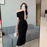 Chicdear Summer Fashion Elegant Off Shoulder Evening Party Dresses Sexy Vintage Casual Prom Birthday Vestidos Female Chic Clothes Robe