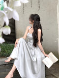 Chicdear Summer New Elegant Casual Party Mid-length Dress Sleeveless Vintage A-Line Solid Chic Prom Wedding Vestidos Female Clothes Robe