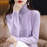 Christmas gift    High-Collared Cashmere Sweater Wool Knit Women's Turtle Neck Pullover High-Quality Sweater Women's Winter Warm Jumper S-XXL