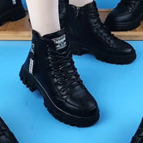 Chicdear Shoes 2024 Fashion Winter Warm Women Black Casual Shoes Plus Velvet All-Match Sneakers Thick-Soled Cotton